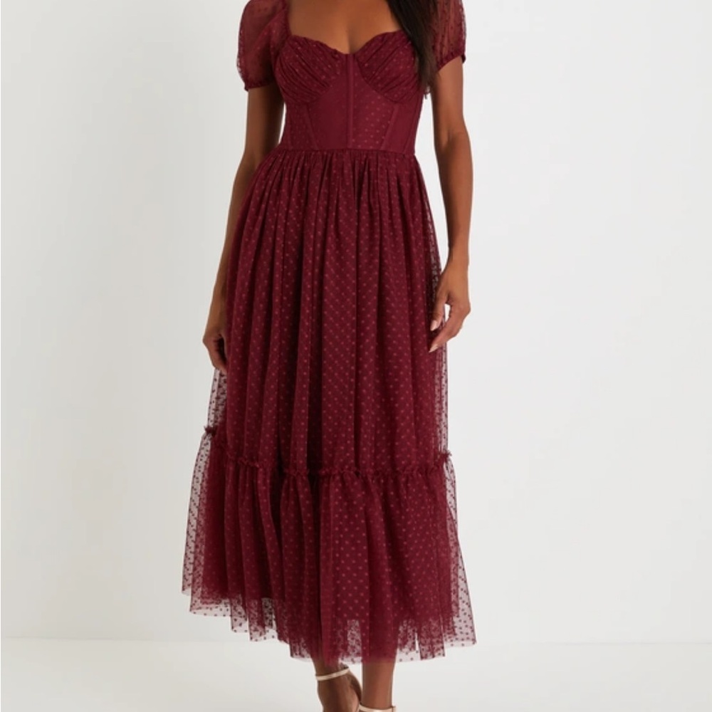 NWT Lulus Burgundy Midi Dress